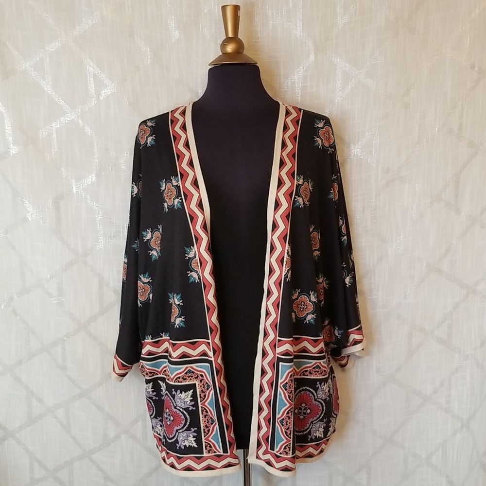 Flying Tomato Cardigan Womens Size 1X 2X Boho Open Plus Multicolor